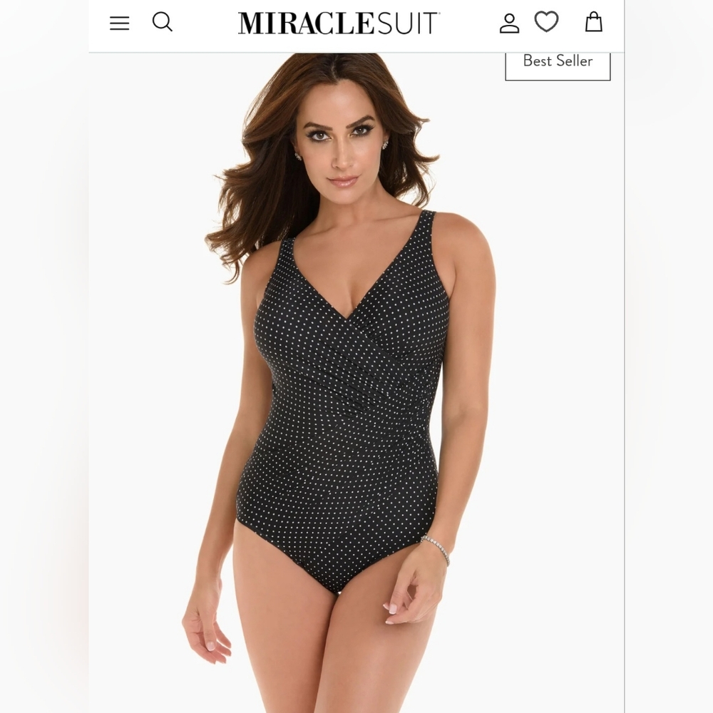 Miraclesuit Black and White Polka Dot Swimsuit